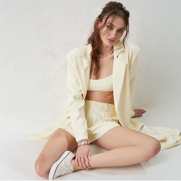 For Love And Lemons Jackets & Blazers - For Love & Lemons NWT “Courtney” Yellow Boyfriend Blazer Sz M